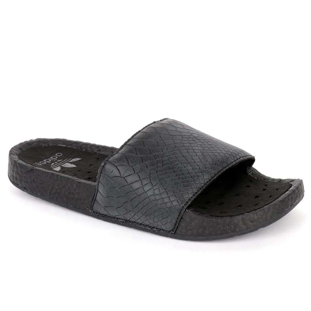 AD Adilette Boost Men's Crocodile Skin Breathable Slide-Black