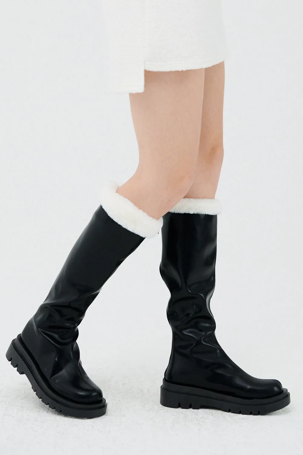 Andrea Faux Fur Trim High Boots