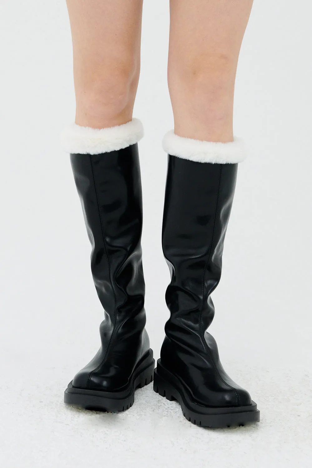 Andrea Faux Fur Trim High Boots