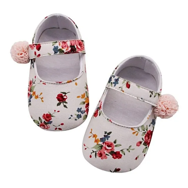 Baby Shoes Girl Breathable Floral Print Anti-Slip Shoes Casual Walking Shoe Toddler Soft Soled First Walkers