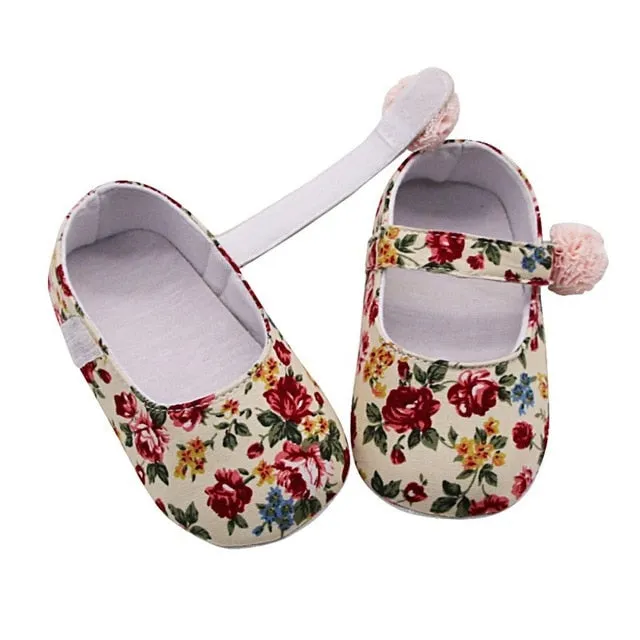 Baby Shoes Girl Breathable Floral Print Anti-Slip Shoes Casual Walking Shoe Toddler Soft Soled First Walkers