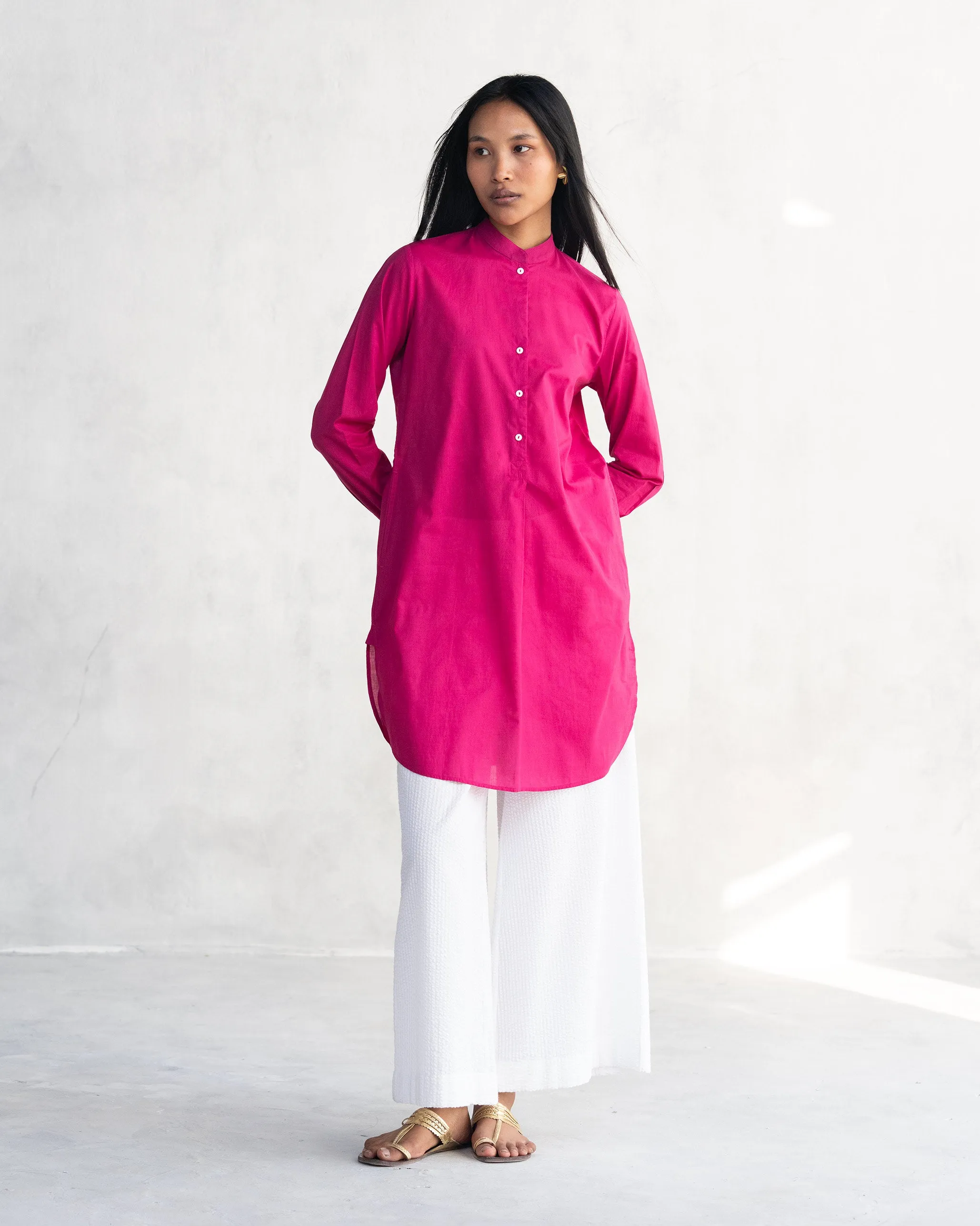 Basic Mid Length Kurta - Berry