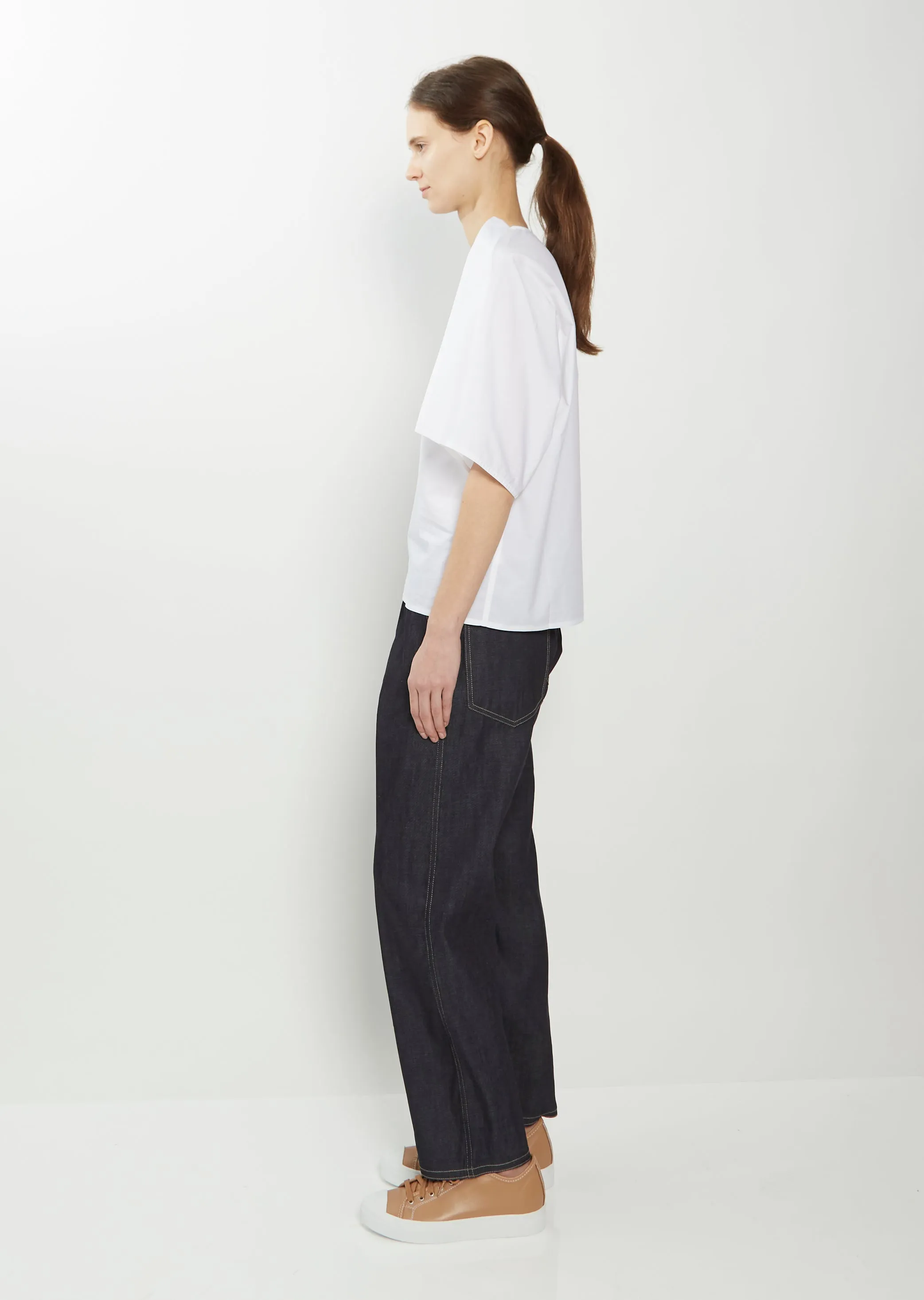 Basta Cotton Poplin Slit Top — White