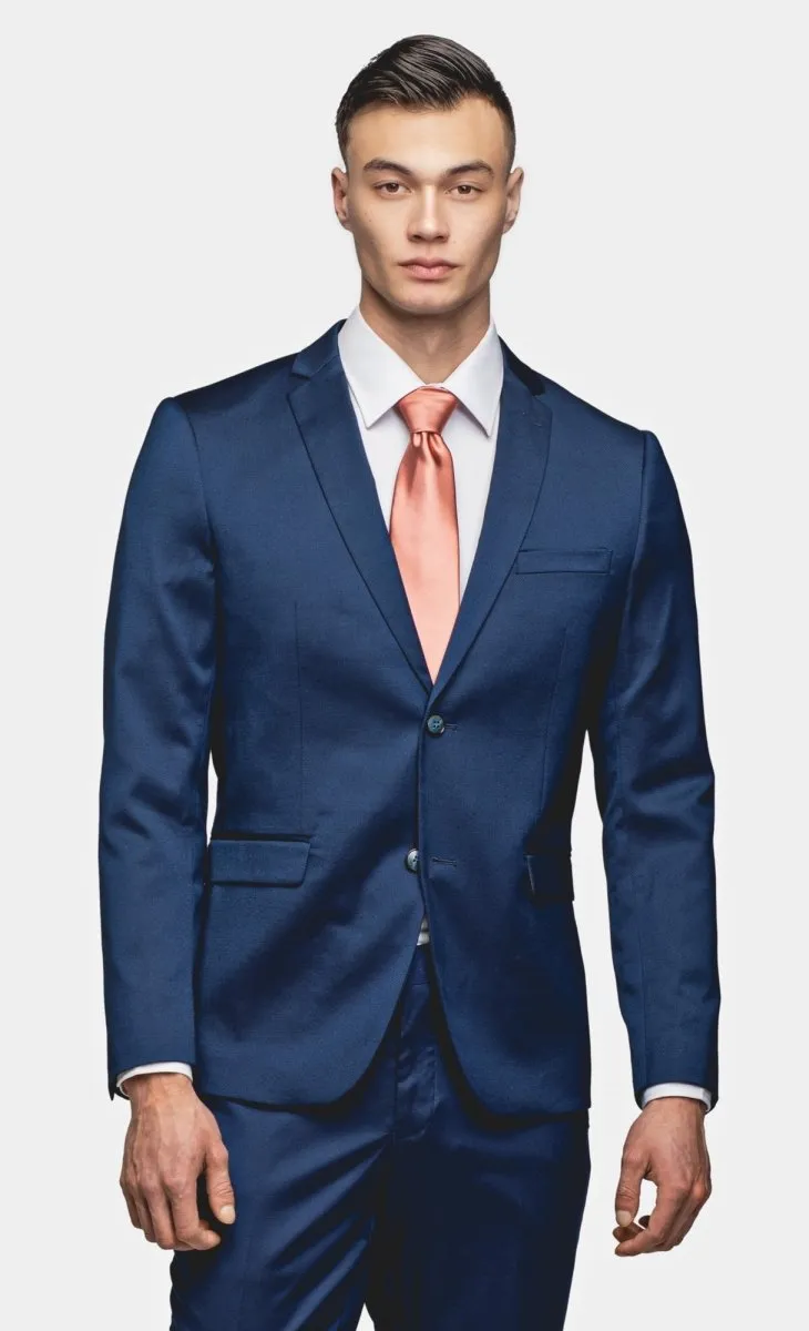 Blue Tickweave 2 Button Suit