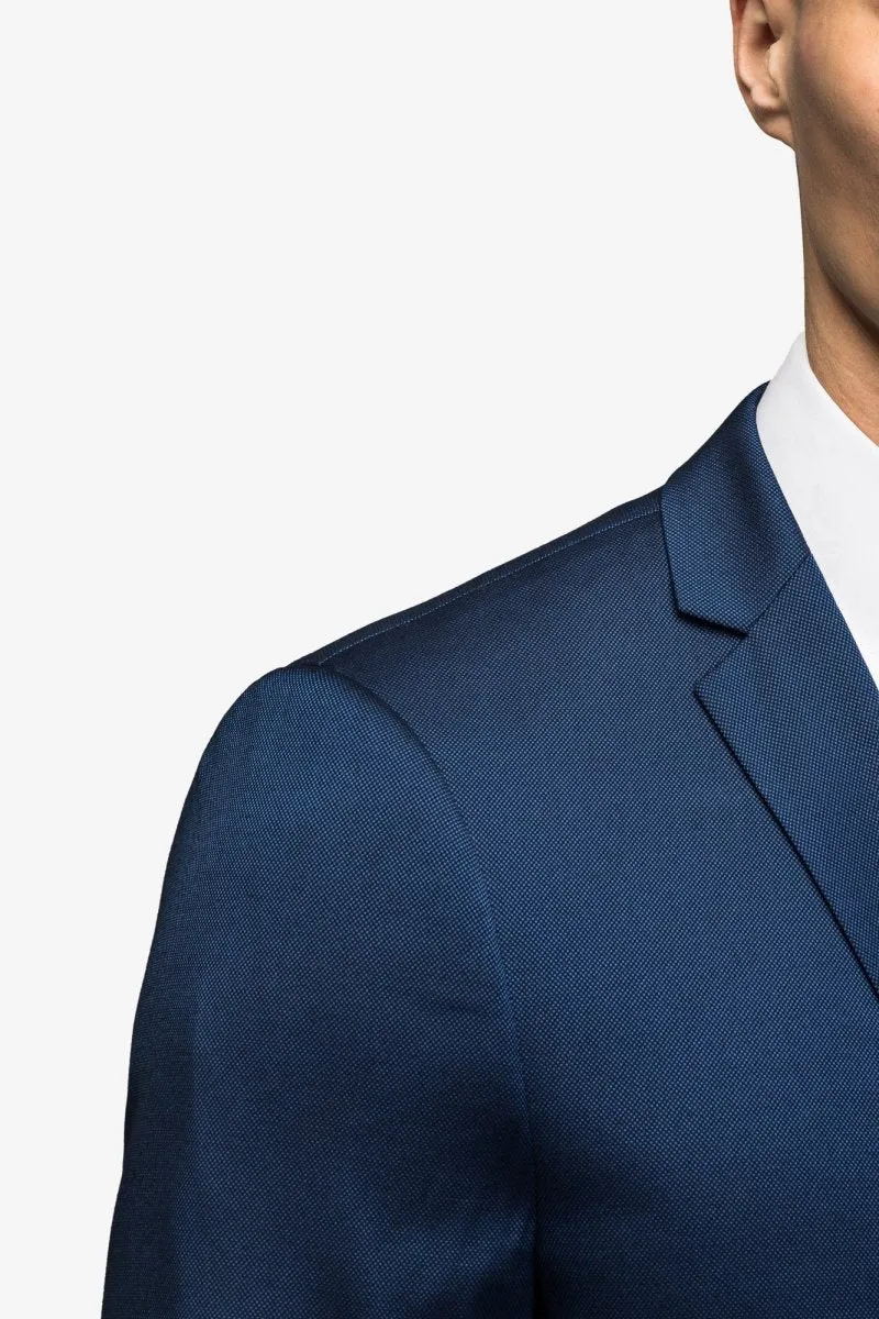 Blue Tickweave 2 Button Suit