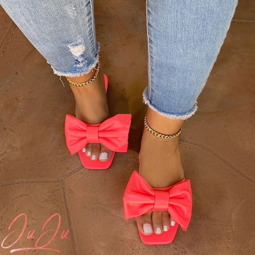 Breathable Big Bowknot Open Toe Flat Sandals