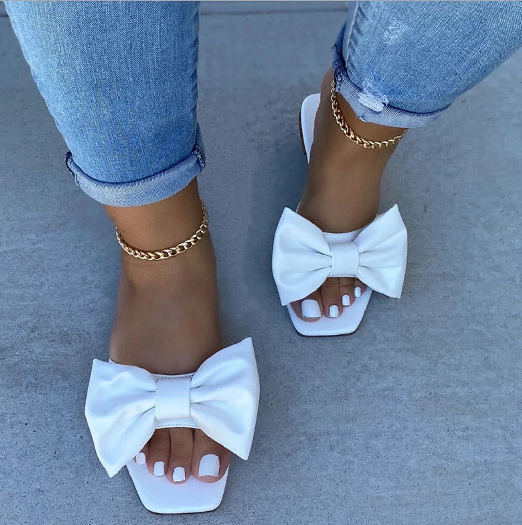 Breathable Big Bowknot Open Toe Flat Sandals