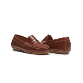 Brown leather penny loafer