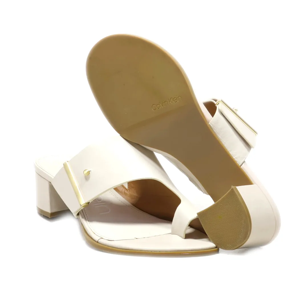 Calvin Klein Mid-Heel Shoes Leather White Colour For Women