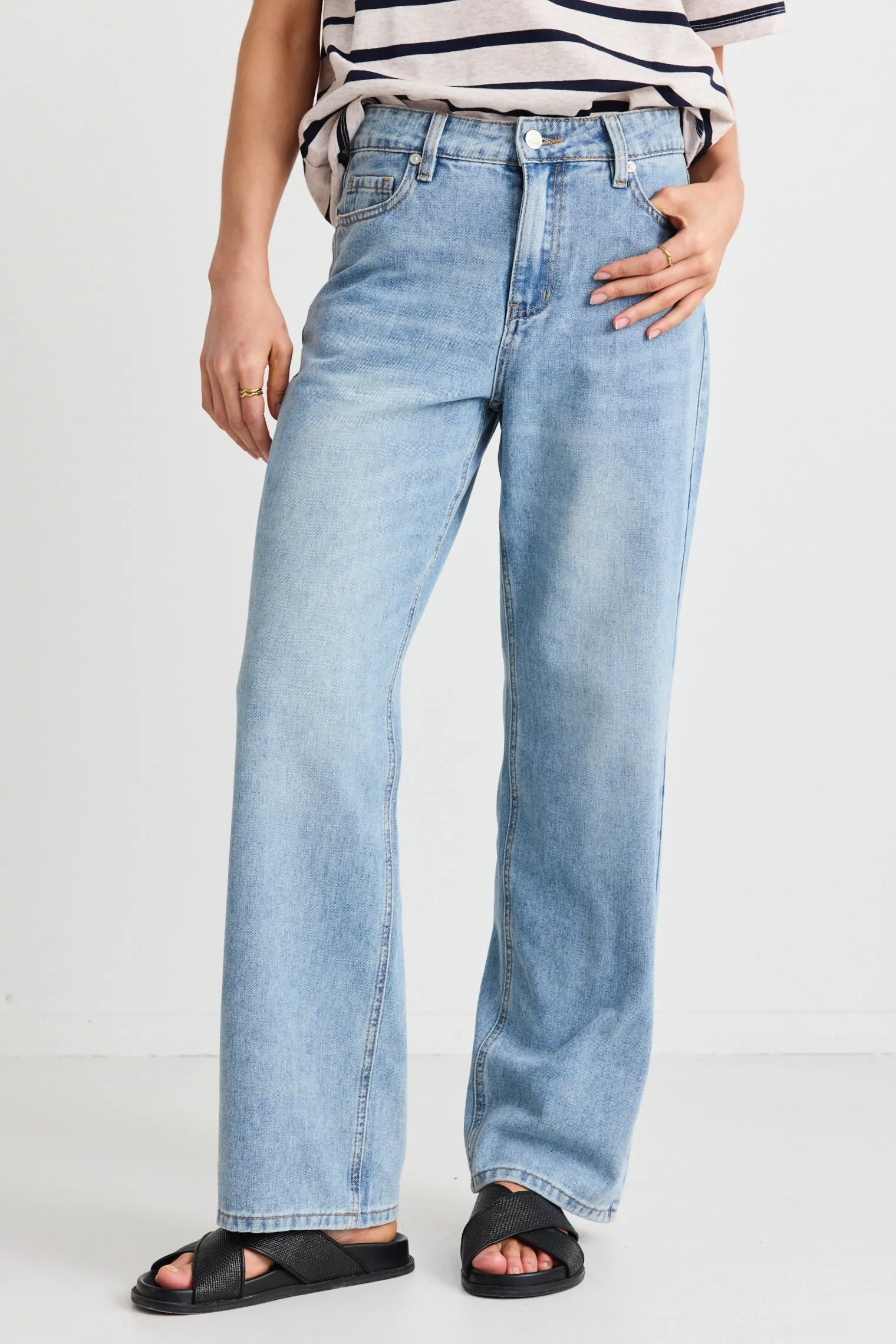 Cedar Cool Blue Mid Rise Relaxed Jean