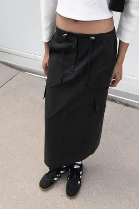 COTTON NYLON MIDI CARGO SKIRT