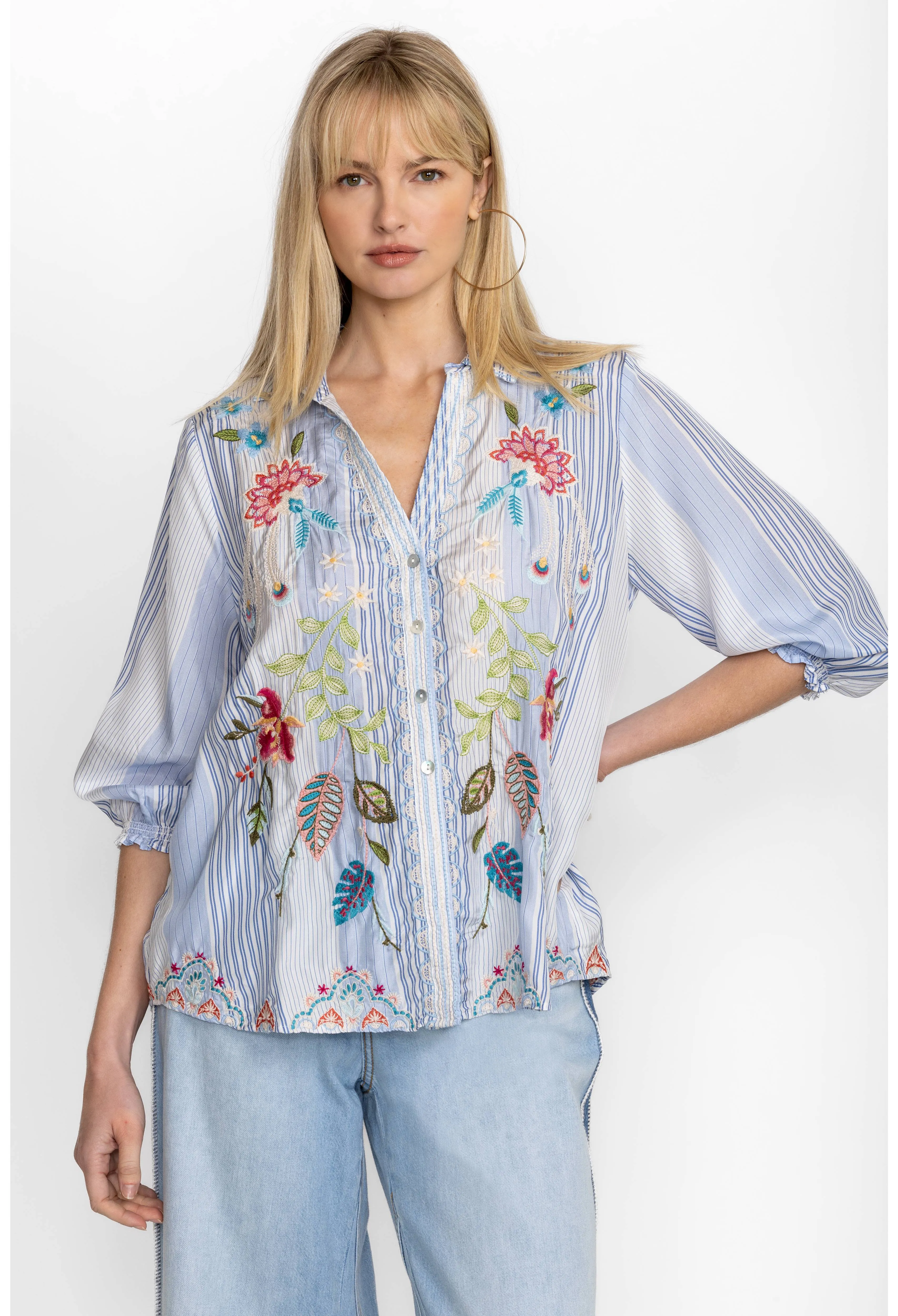 Emika Relaxed Smocked Shirt