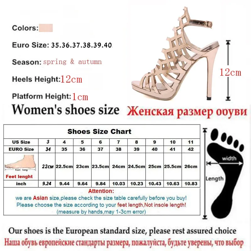 Fashion PU Buckle Sexy Ladies Sexy Bottines Femme Women Shoes NEW 2024 Summer hollow out High Heels Sandals Chelsea Boots Gold