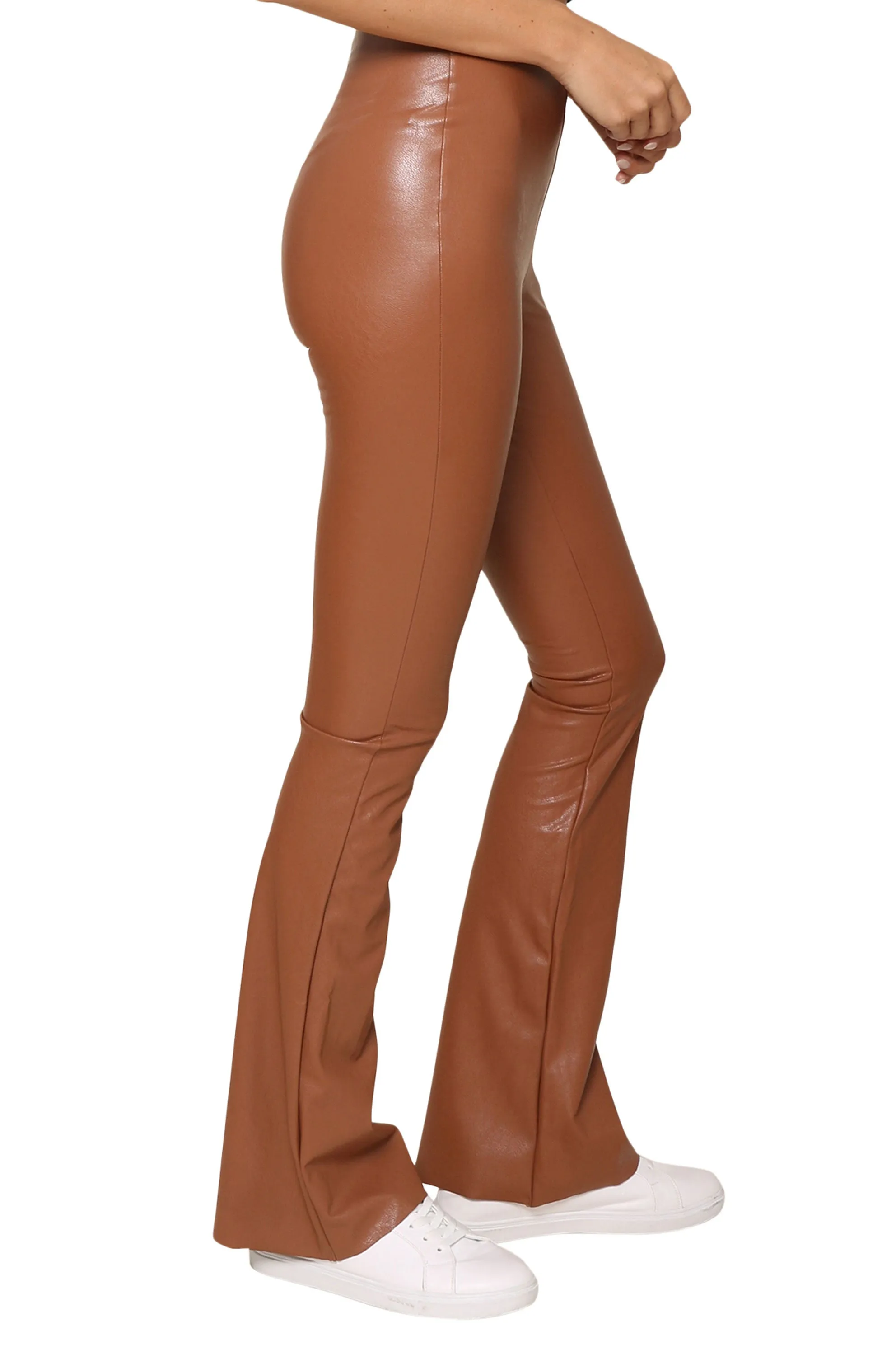 Faux Leather Flared Legging Cocoa