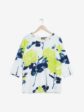 Gia Curves White Floral Print Birdie Top