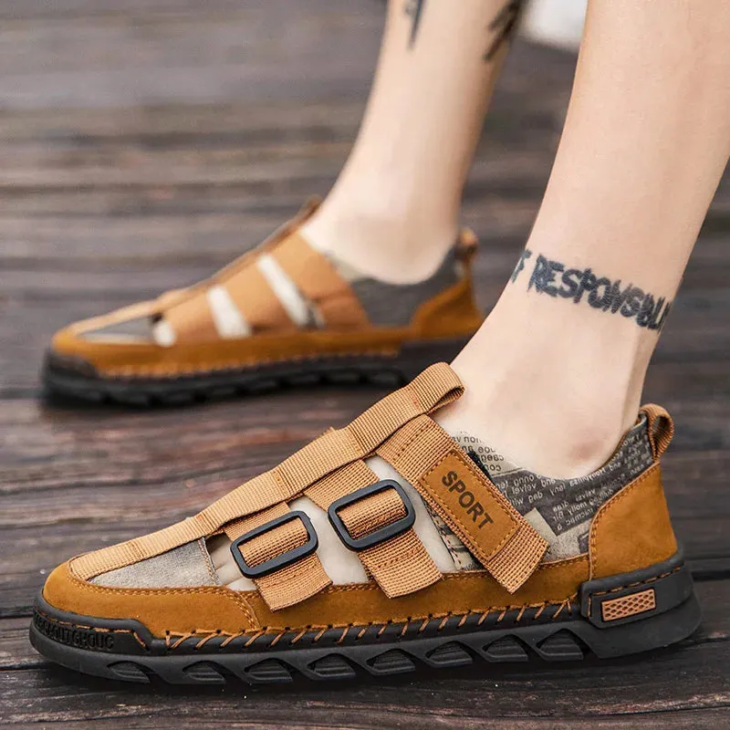 Hnzxzm Casual Men Soft Sandals outdoor fashion Comfortable Beach Shoes High-Quality Men Roman Summer breathable Men Sandals big size 48