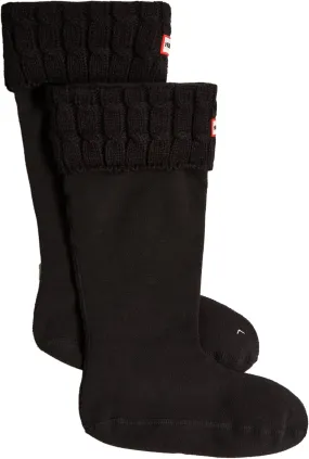 Hunter 6 Stitch Cable In Black Welly Socks