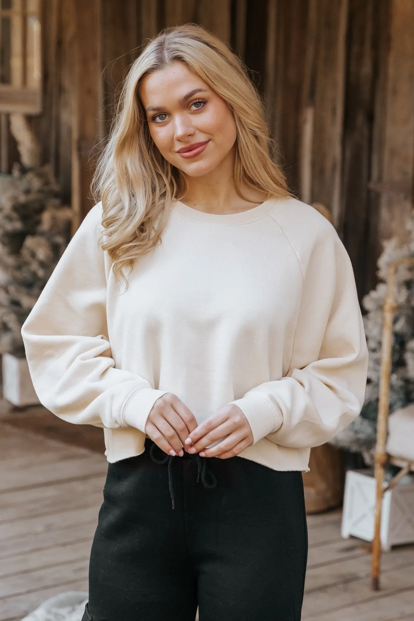 Jenna Cream Fleece Sweatshirt - DOORBUSTER