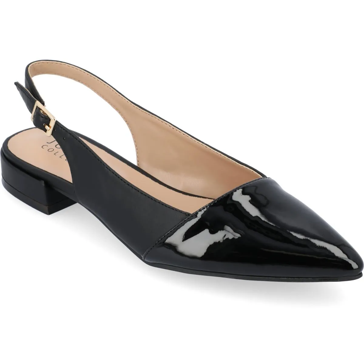 Journee Collection Womens Bertie Patent Slip On Slingbacks