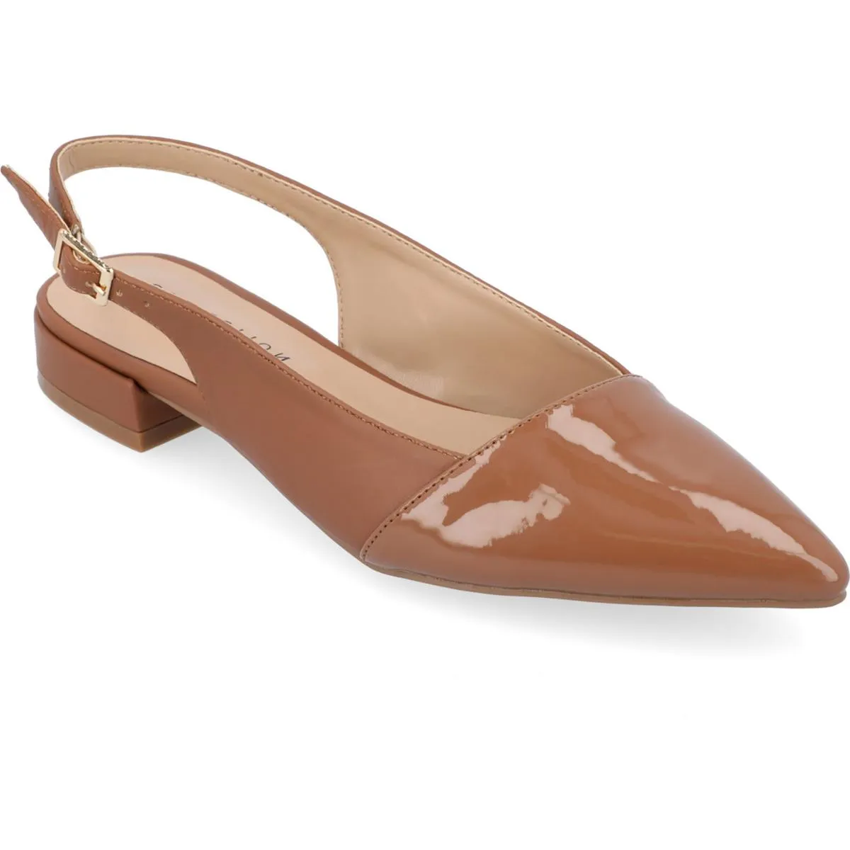 Journee Collection Womens Bertie Patent Slip On Slingbacks