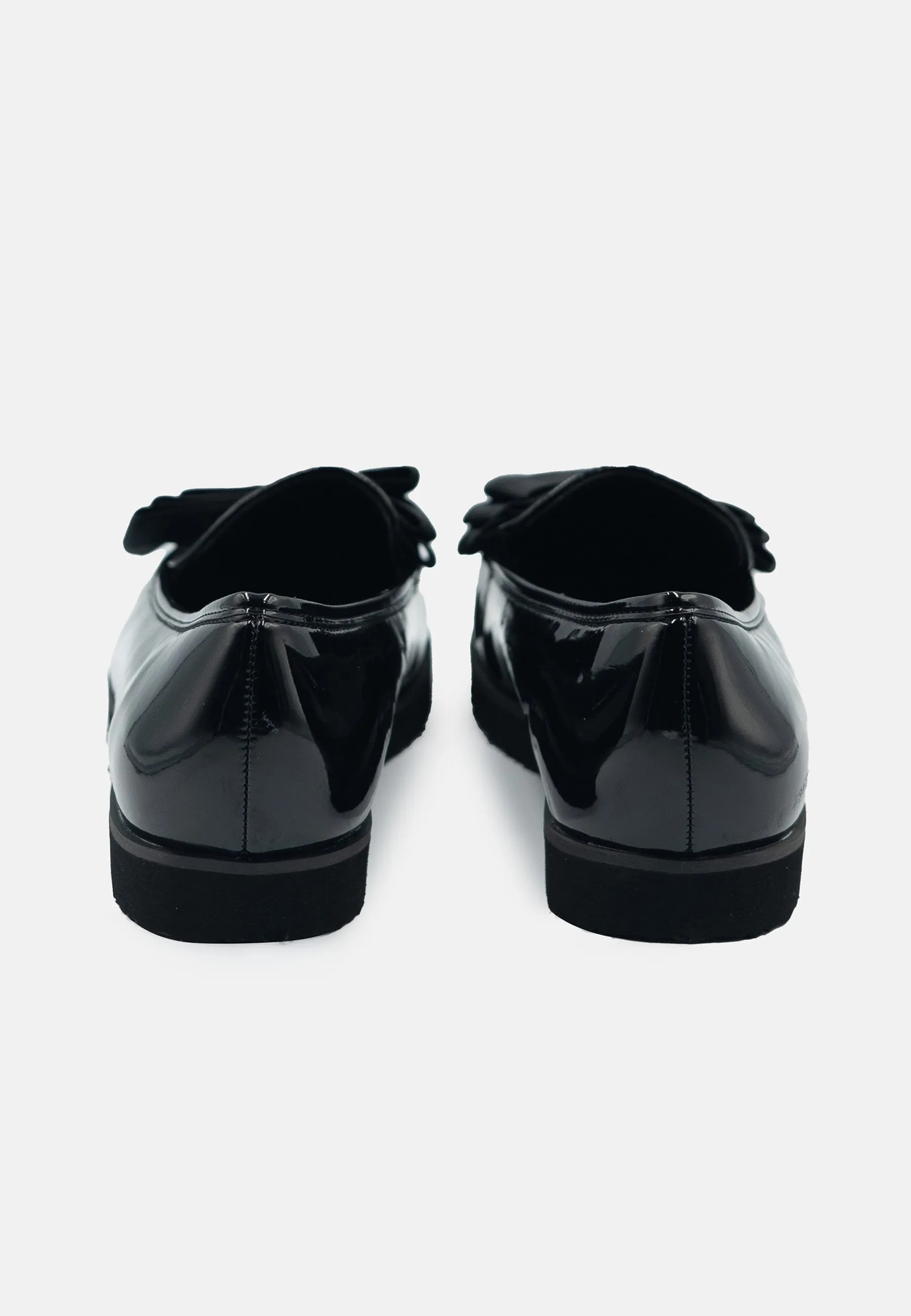 JULIETTE KIDS SLIP ON LOAFER SLIDER IN BLACK PATENT