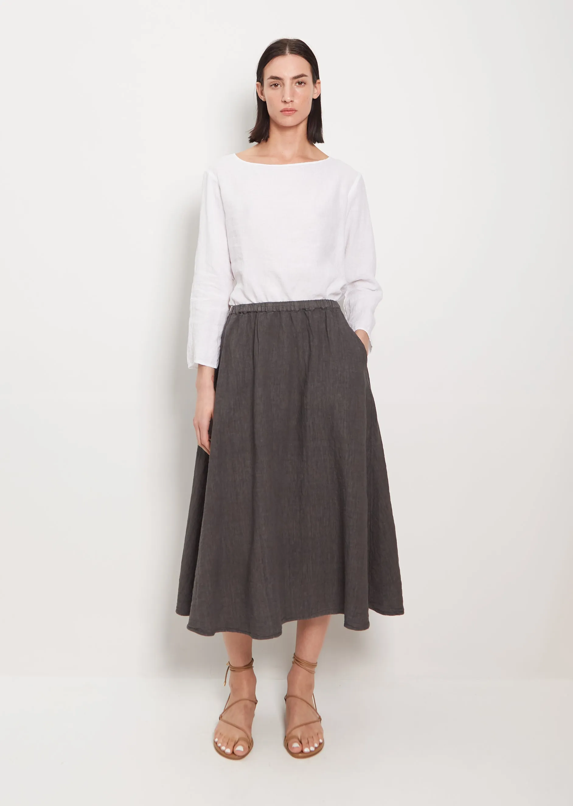 Lili Linen Skirt — Asphalt