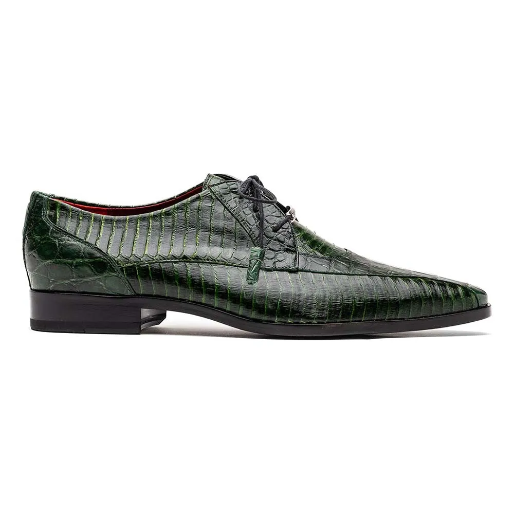 Marco Di Milano Moncalieri Dress Derby Green Alligator and Cobra Shoes