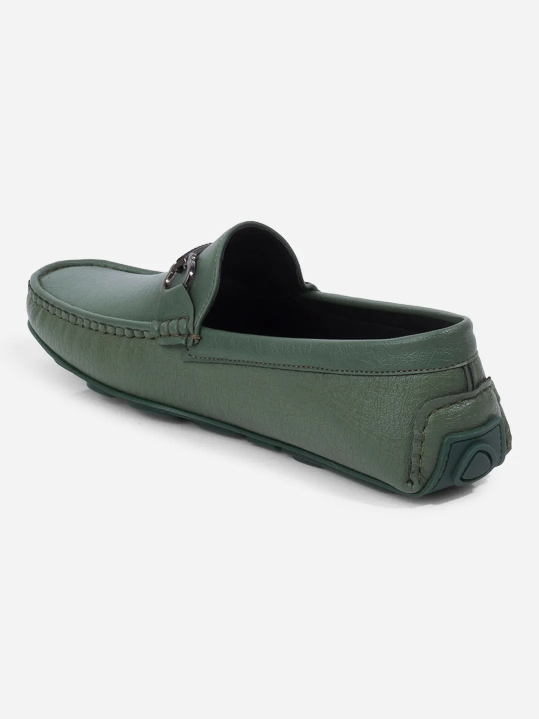 Men's Green Moc Toe Buckle Loafer (IX4111)