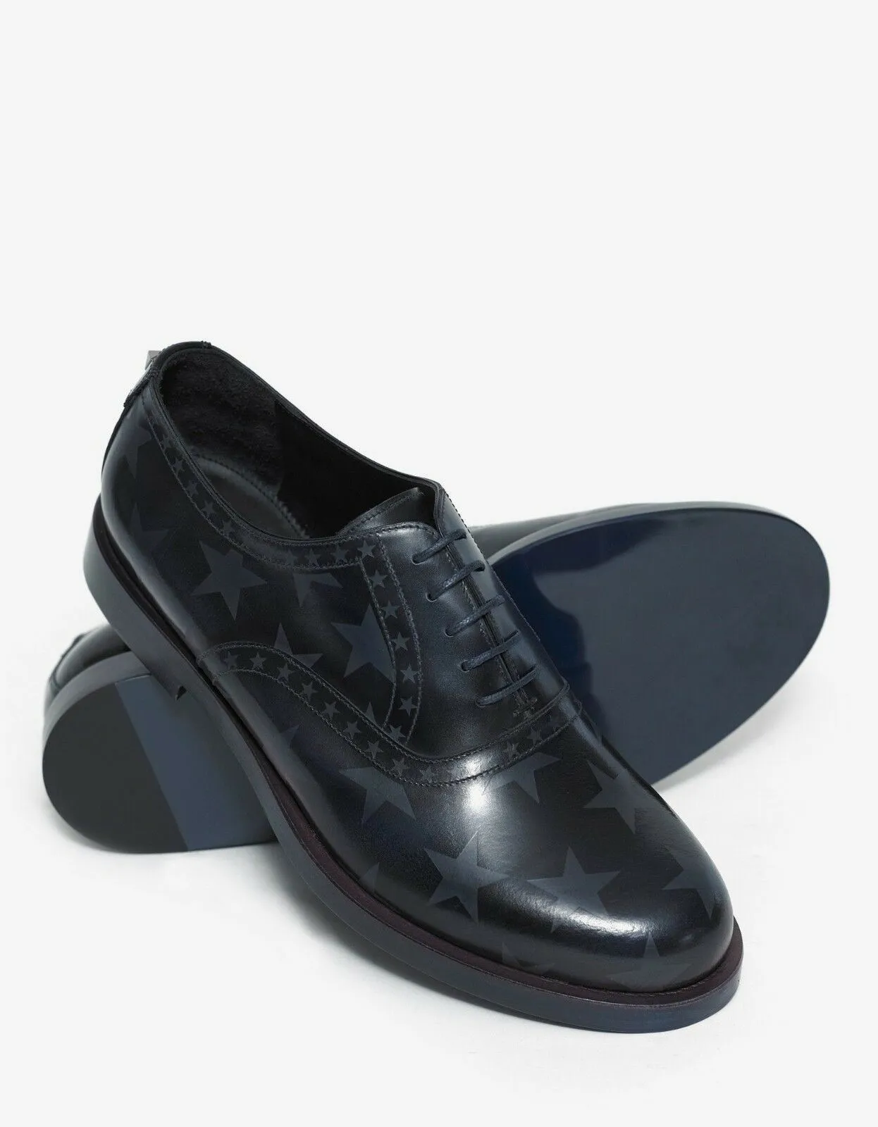 Midnight Blue Star Print Oxford Shoes