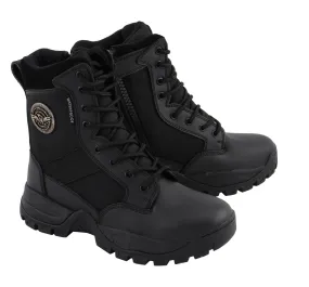 Milwaukee Leather MBL9495 Women Black Leather Tactical Boots with Side Zipper