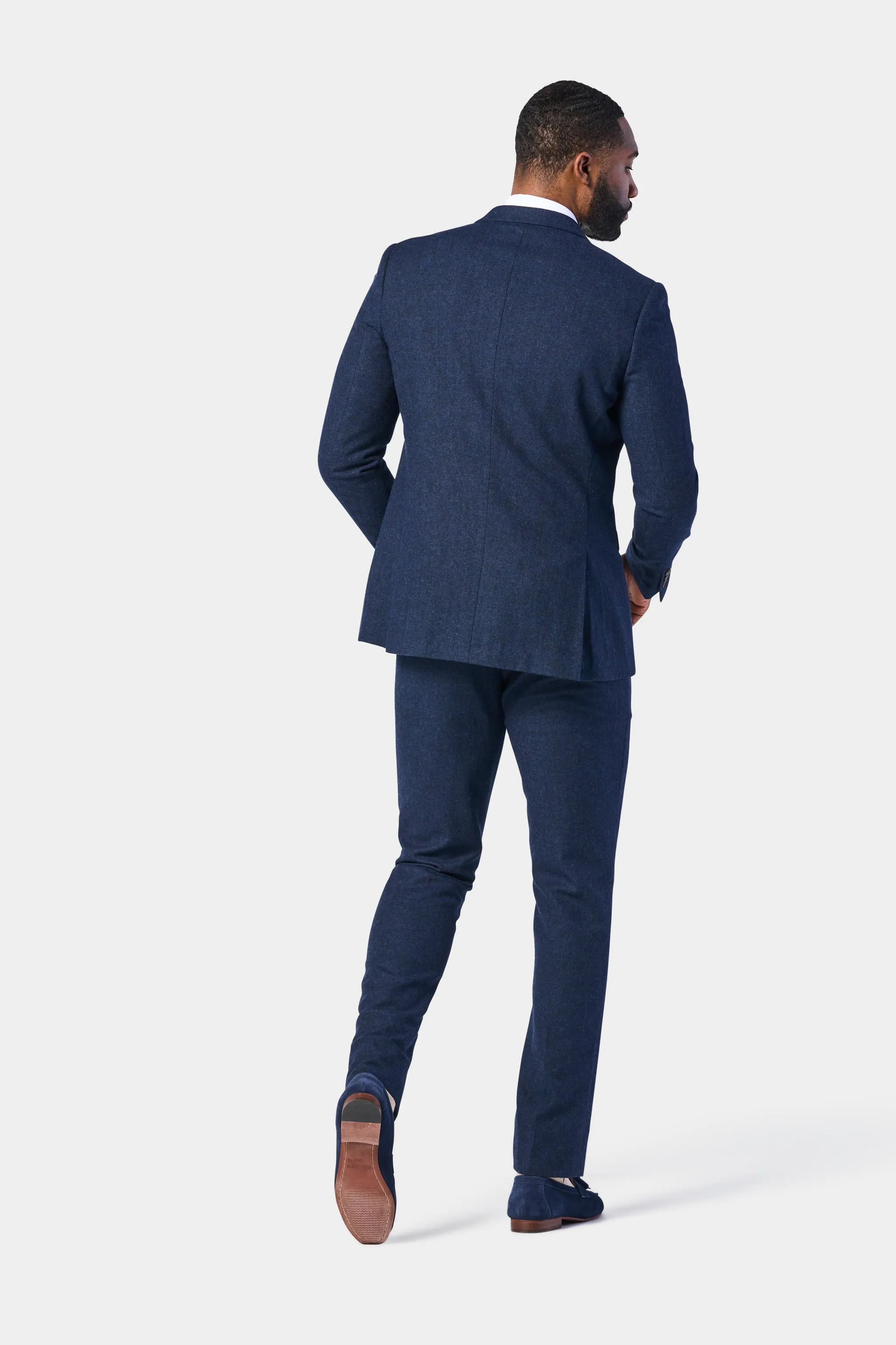 Navy Blue Tweed 3 Piece Suit