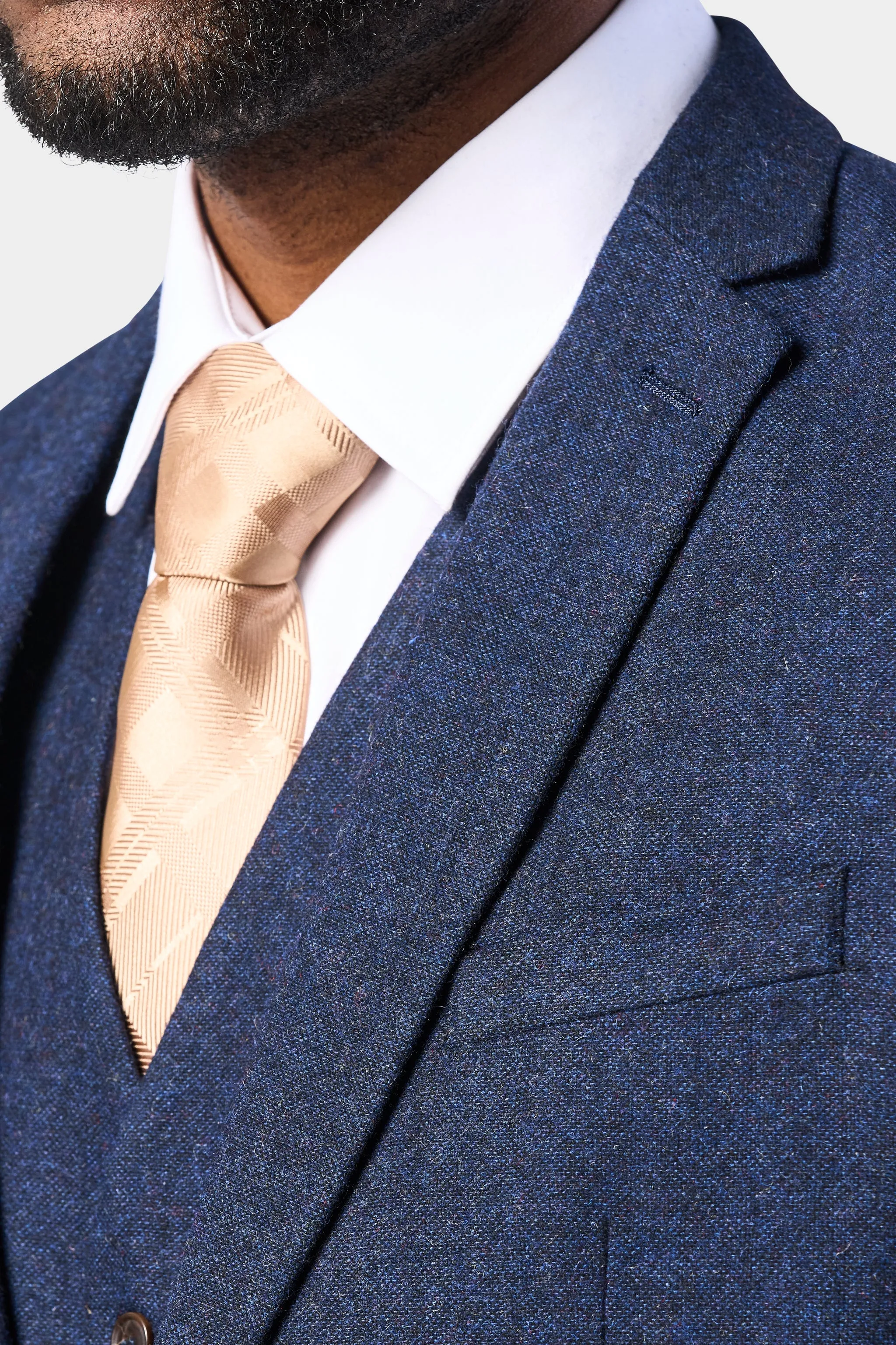 Navy Blue Tweed 3 Piece Suit