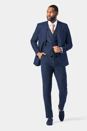 Navy Blue Tweed 3 Piece Suit