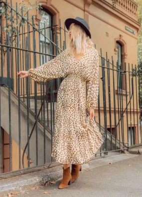 Paper Heart - Long Sleeve Animal Print Maxi Dress Lara