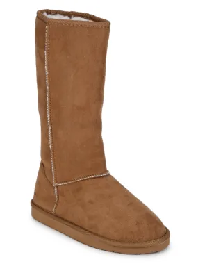 Tan Flat Snow Mid Calf Long Boots