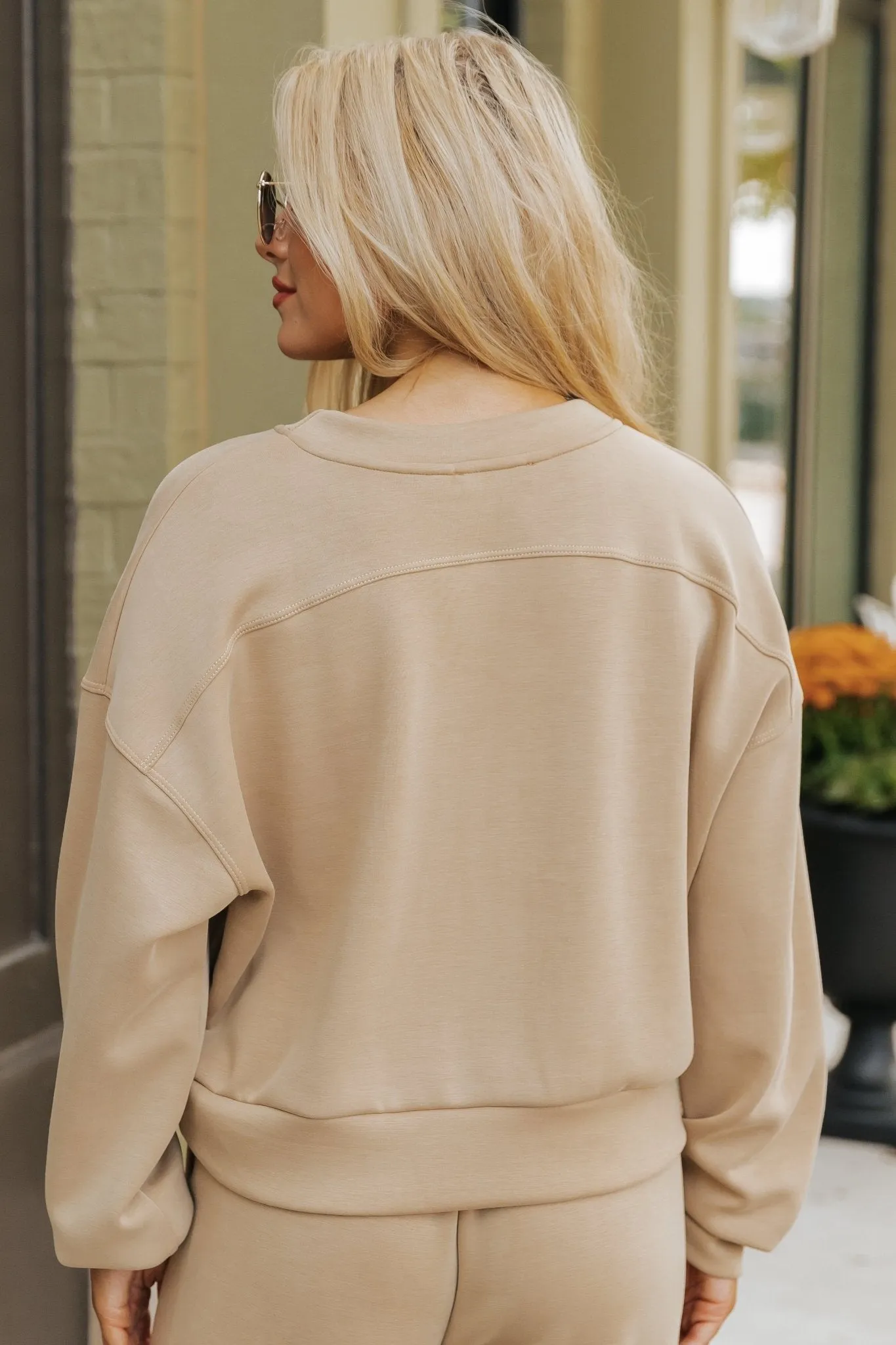 Taupe Scuba Lounge Sweatshirt - DOORBUSTER