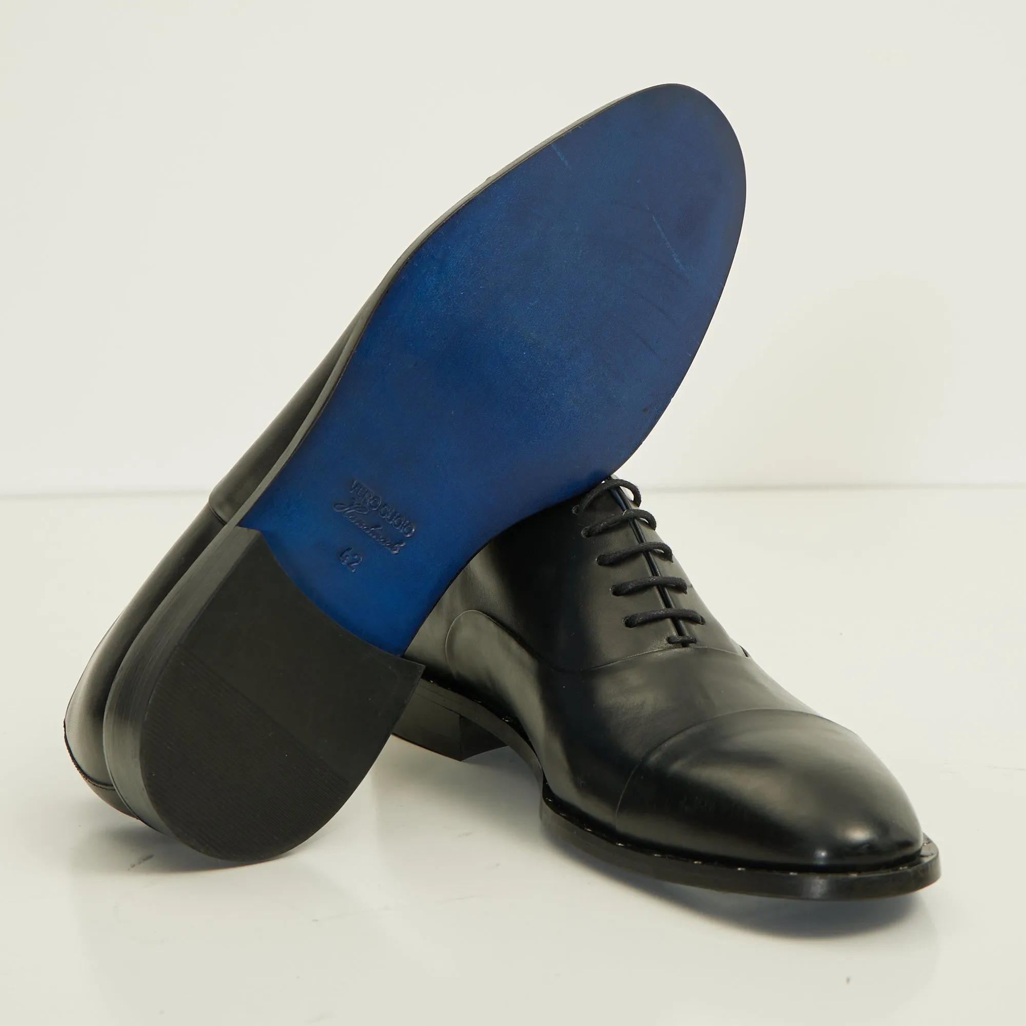 The Studded Cap Toe Oxfords Polished Leather - Black