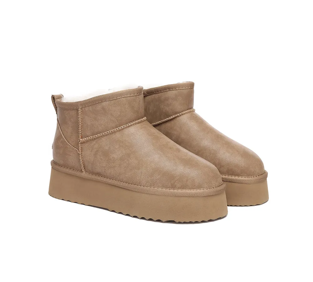 UGG Mini Platform Boots Women Sheepskin Wool Ankle Anti-slip Boots Romi