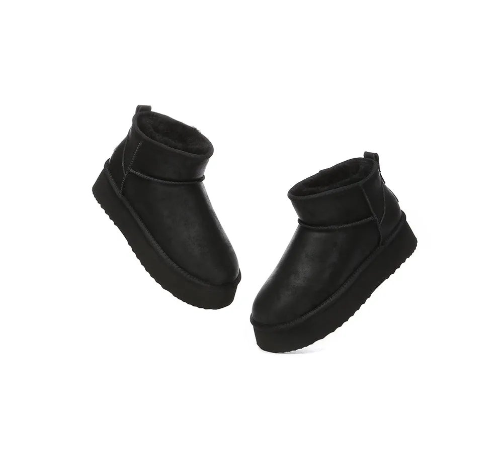 UGG Mini Platform Boots Women Sheepskin Wool Ankle Anti-slip Boots Romi