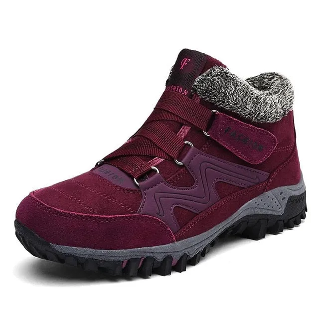 Winter Women's Ankle Boots Warm Thick Waterproof Wedge Suede Non-Slip Shoes