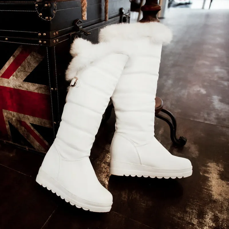 Women snow boots | Knee high faux fur winter boots | Warm slip on platform boots