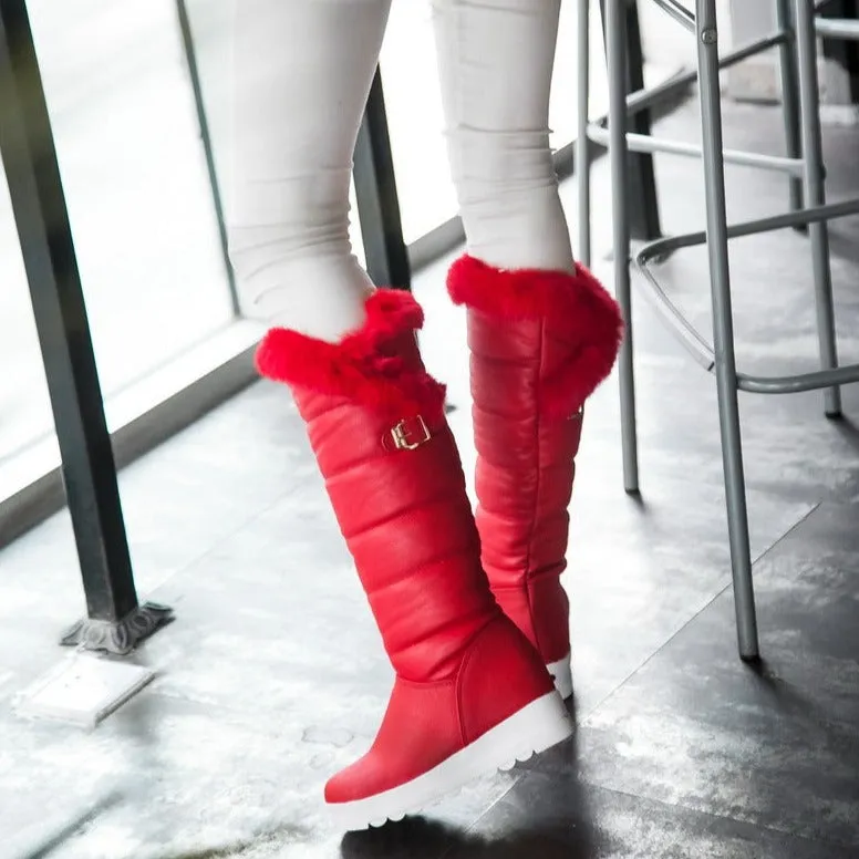 Women snow boots | Knee high faux fur winter boots | Warm slip on platform boots