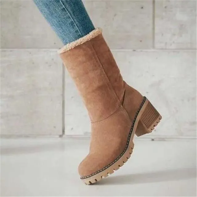 Women's warm lining short snow boots fold down fashion winter booties