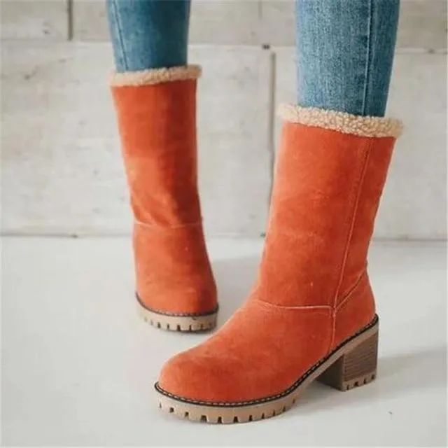 Women's warm lining short snow boots fold down fashion winter booties