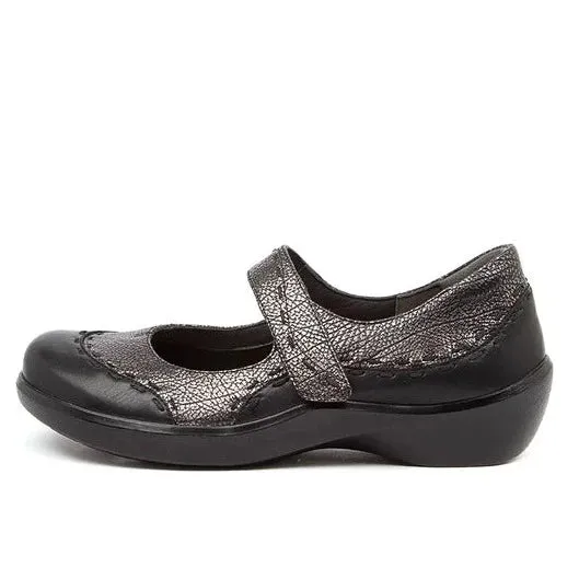 Ziera Shoes Women's Gummibear Mary Jane - Black Antique Pewter Leather